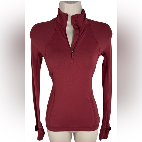 Lululemon Mulled Wine Red Its Rulu Run Half Zip Long Sleeve Top - Picture 2 of 4